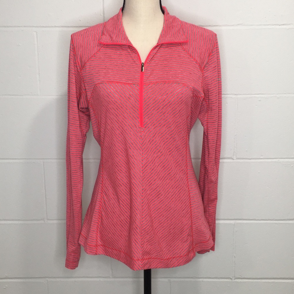 Columbia 1/4 Zip Stripe Long Sleeve Shirt Pink Med